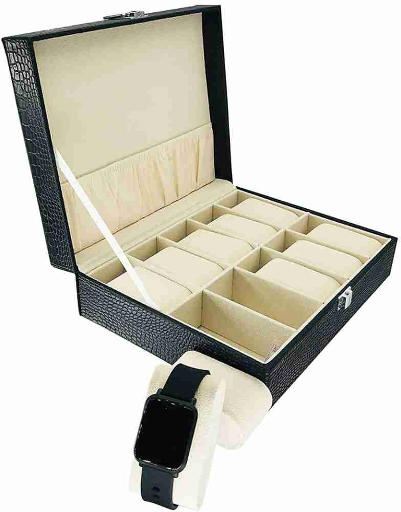  READAEER 10 Slot PU Leather Watch Box Organizer Watch