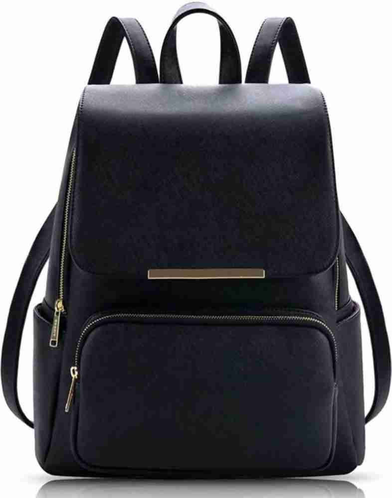 Aeee Leather College Bag Girls 15 L Backpack 15 L Backpack black brown Price in India Flipkart