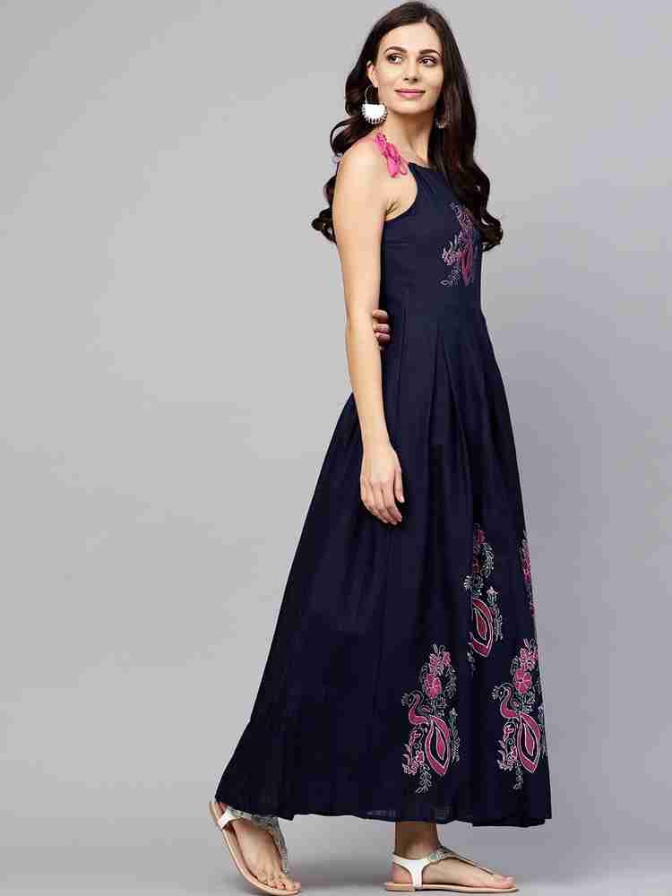Aks women's maxi blue dress sale