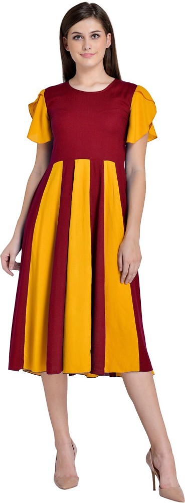 Maroon and clearance yellow dress