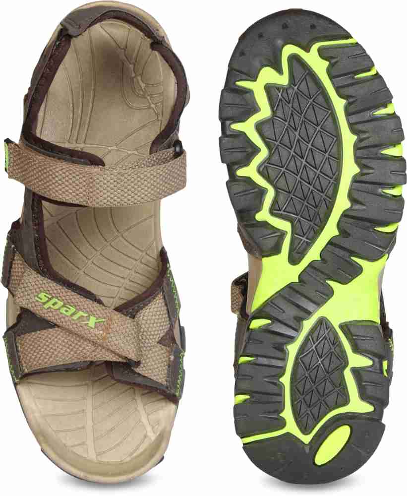 Sparx Sparx Men SS 447 Camel Fluorescent Green Floater Sandals