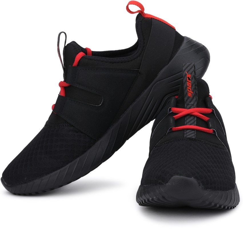 Sparx men's black clearance and red running shoes