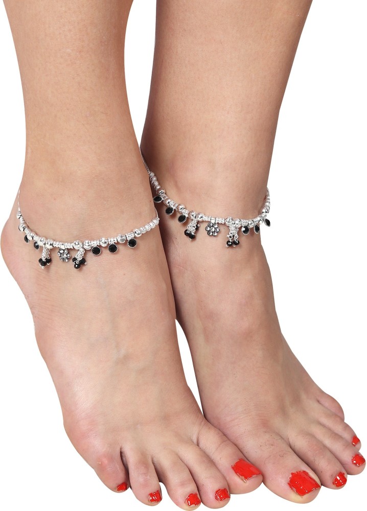 Buy Anklets (Payal) Black Crystal Drop Anklet for Women Girls Online - Get  68% Off
