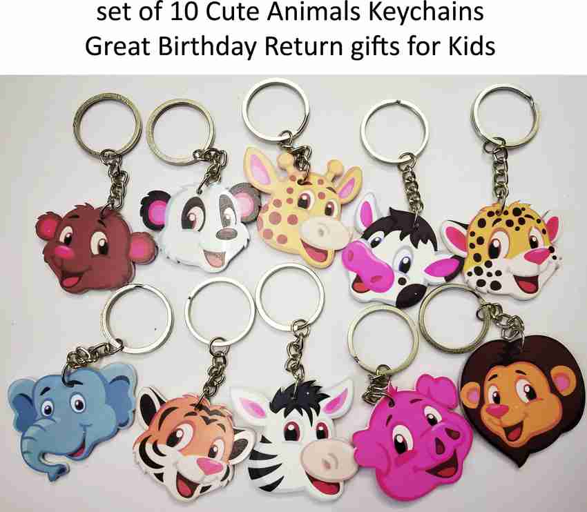 GoAppuGo Set of 10 Cute Animal Key Chains for Kids Birthday Party