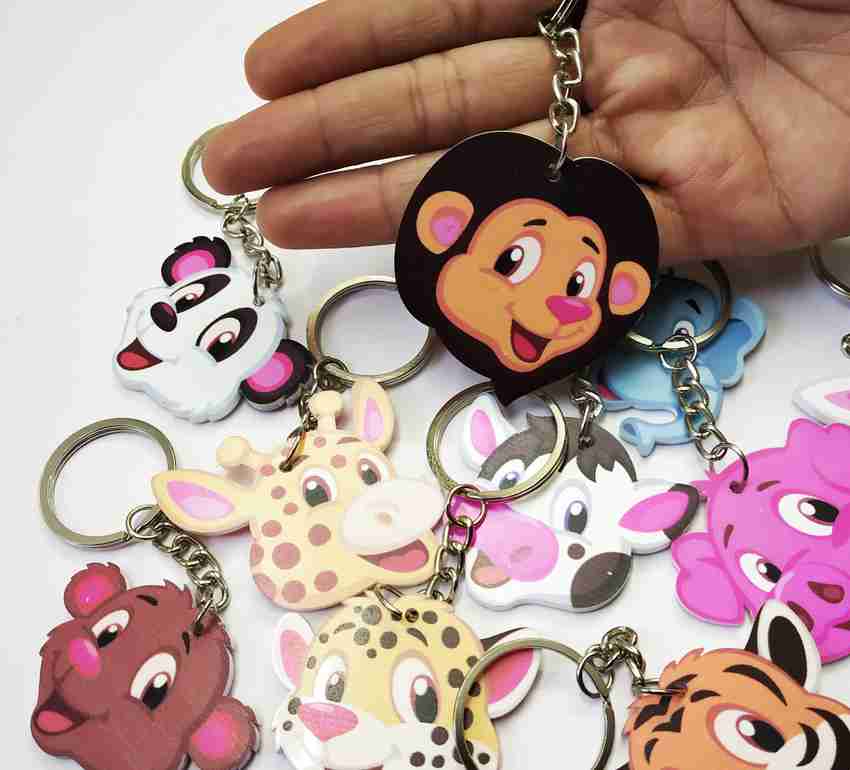 GoAppuGo Set of 10 Cute Animal Key Chains for Kids Birthday Party