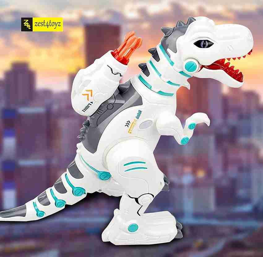 zest 4 toyz Electric Remote Control Waking Robot Dinosaur Toy for Kids Fire Spray Effect On Wheels Wireless Remote Control Sound Music Intelligent Robot Programming Early Education Toy