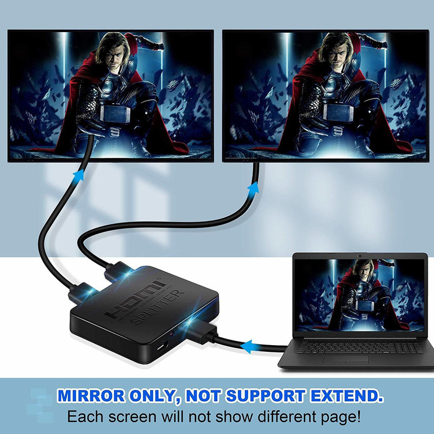 DazzelOn TV out Cable HDMI Splitter 1 in 2 Out links HDMI