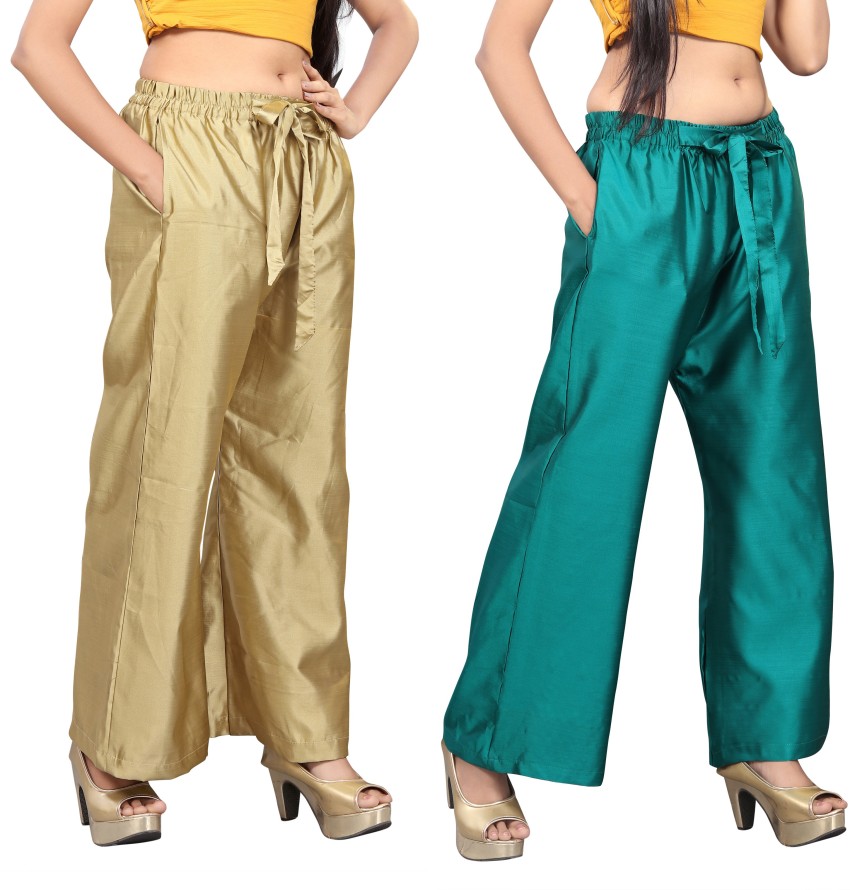 Flowral Flared Women Dark Green, Beige Trousers - Buy Flowral