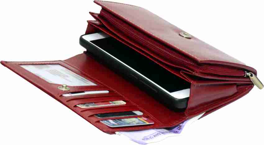 TOUGH Women Casual Maroon Genuine Leather Wallet