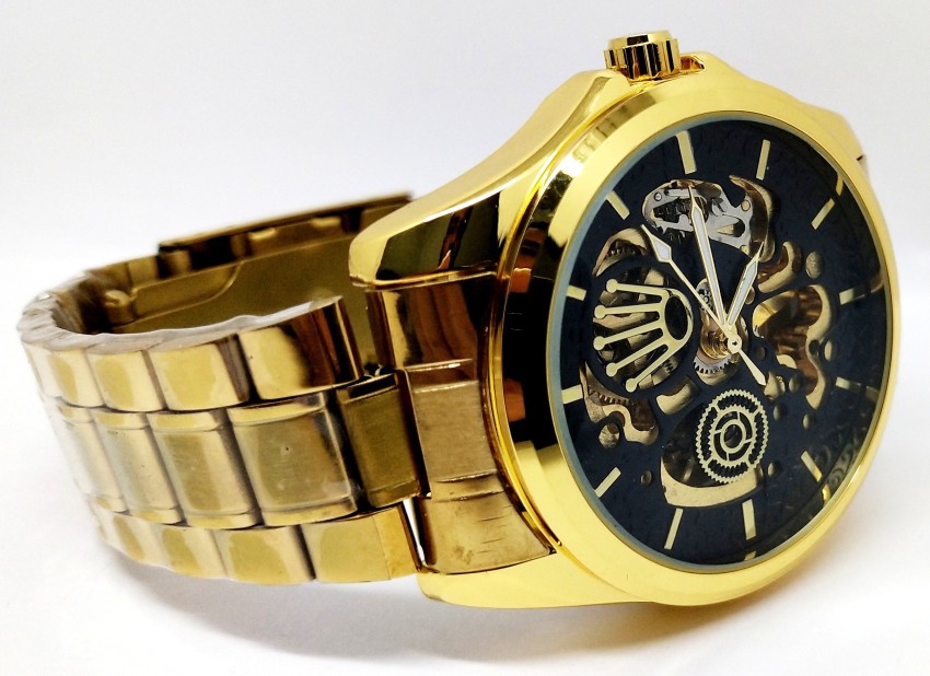 Rajvi Sales Automatic Rolex Gold Black Dial & Gold Straps Watch Rolex Gold & Black Dial Gold Straps Watch Analog Watch - For Men Buy Rajvi Sales Automatic