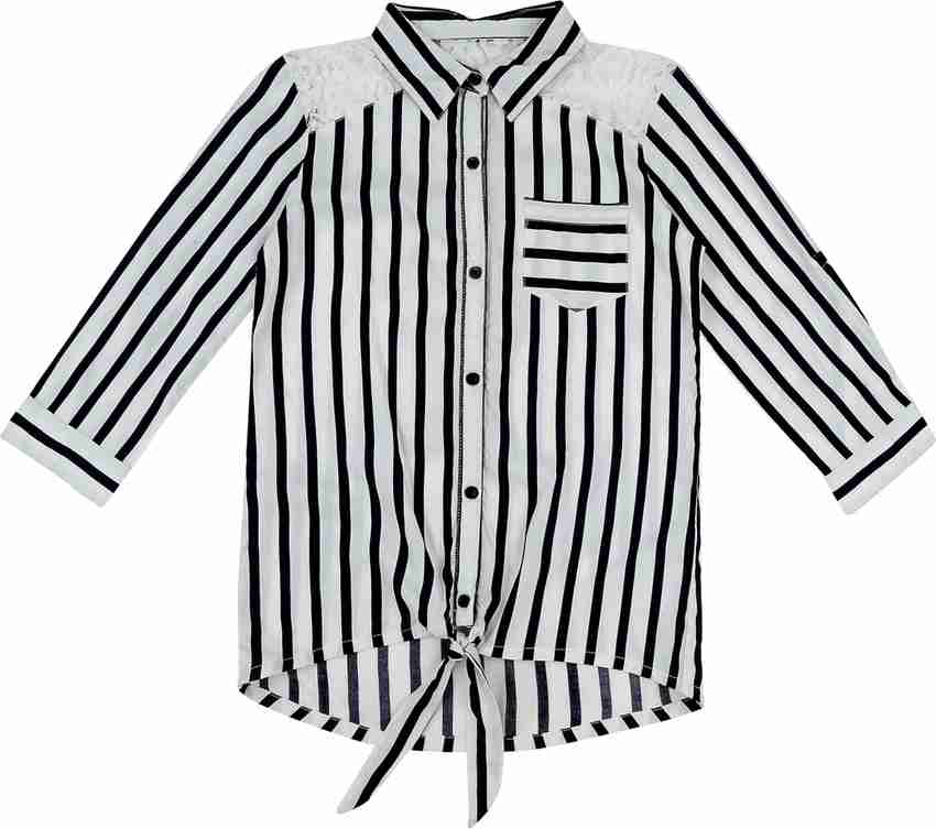 Pantaloons Junior Girls Striped Casual White Black Shirt Buy