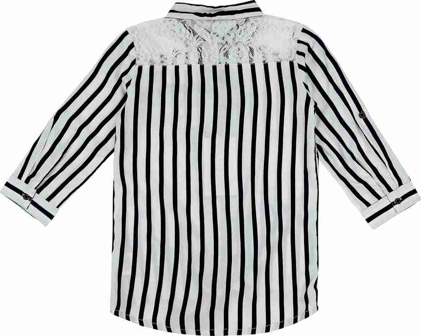 Pantaloons Junior Girls Striped Casual White Black Shirt Buy