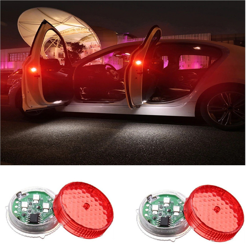 12V Car Door LED Strip Warning Lights Strobe Flashing Anti Rear End  Collision Safety Lamps - 2PCS