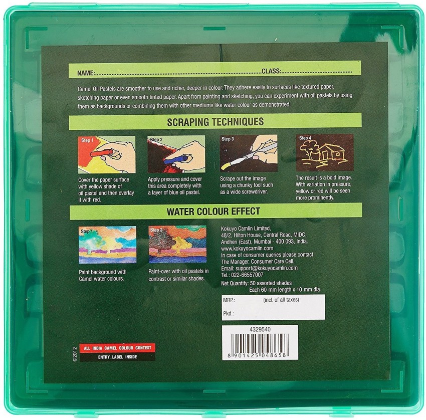 Camel Oil Pastel with Reusable Plastic Box - 50 Shades & Camel Drawing Kit  Combo