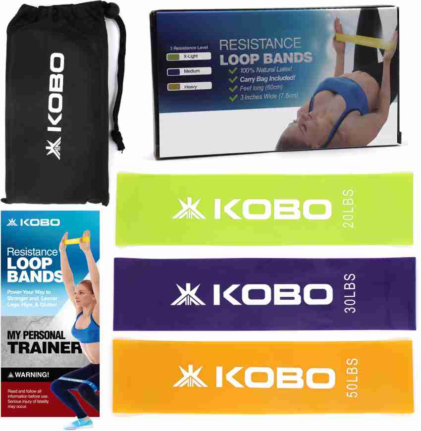 KOBO AC 86 Loop Bands 3 Wide Set of 3 for Stretching with Workout Guide and Travel Bag Resistance Band Buy KOBO AC 86 Loop Bands 3 Wide Set of 3 for Stretching