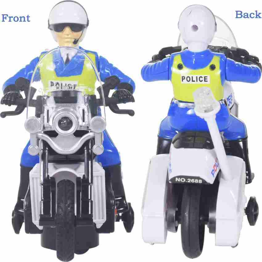 WISHKEY Bump And Go Police Motorcycle Toy With Sound Light and