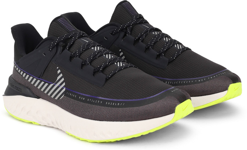 nike running legend react 3 shield trainers in black