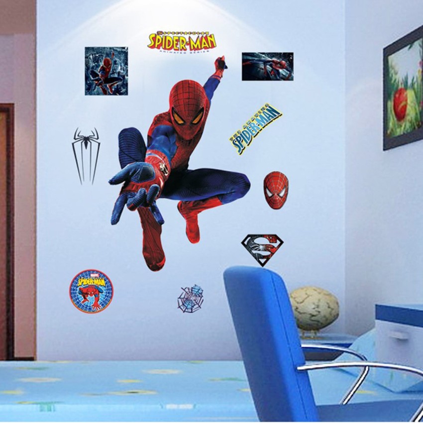 PERFECT DECOR 90 cm KIDS ROOM SPIDERMAN COMIC CHARACTER WALL STICKER ( 90CM  X 80CM ) Self Adhesive Sticker Price in India - Buy PERFECT DECOR 90 cm KIDS  ROOM SPIDERMAN COMIC CHARACTER WALL STICKER ( 90CM X