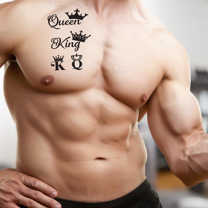 King Queen Crown Temporary Tattoo Sticker Waterproof Men Women