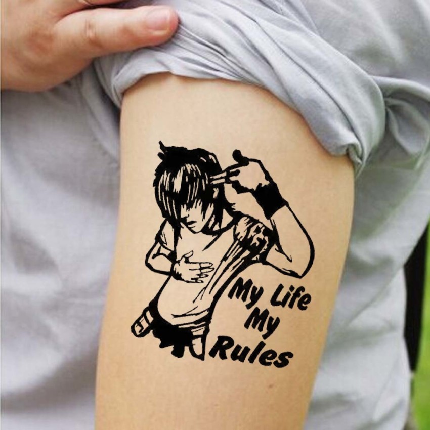 Koinstec My Rules My Life Tattoo Waterproof Sticker Temporary Body Tattoo  For Men and Women