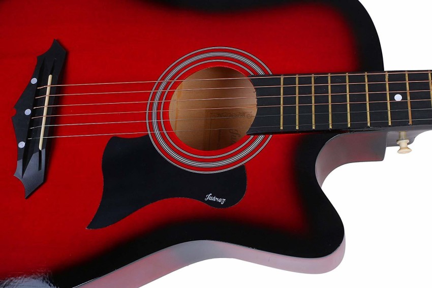 Juarez JRZ38C RDS Acoustic Guitar Red Sunburst 38 Inch Cutaway with Pick Guard Acoustic Guitar Linden Wood Ebony