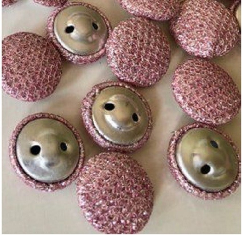 Aapal Collection Pink Color Fancy Button Fabric, Metal Buttons
