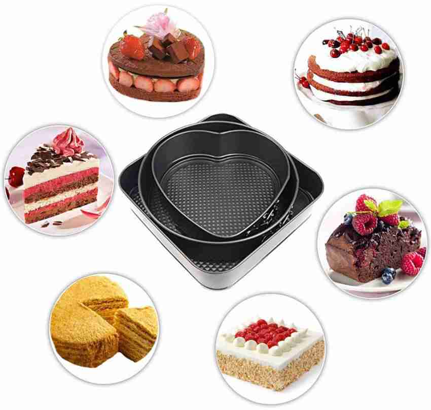 Carbon Steel Heart Shape Cake Mould | Baking Pan (Set of 3 Pcs)