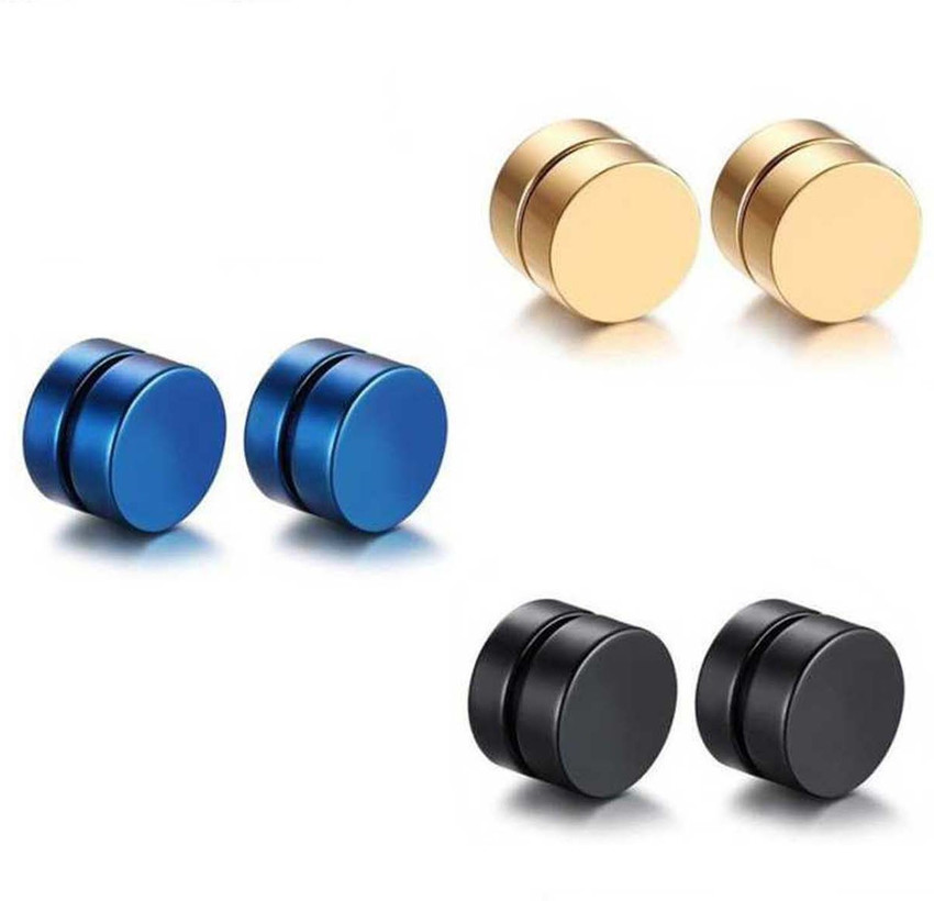 Flipkart Buy ShopTop Round Magnetic Earrings Stud Earring for Men Women Multicoloured Non Piercing Magnet Stud Metal Magnetic Earring Online at Best Prices in India