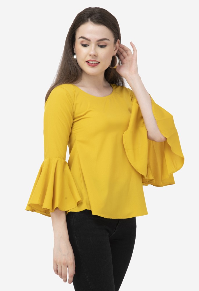 Yellow flare cheap sleeve top