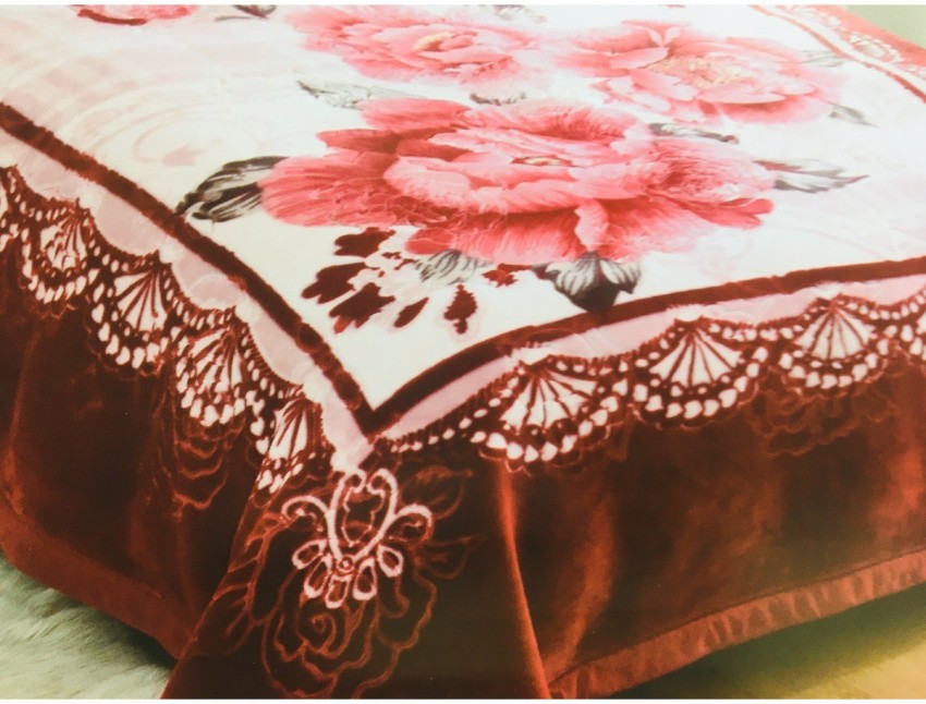 24x7 Home Store Floral Double Mink Blanket for Heavy Winter - Buy