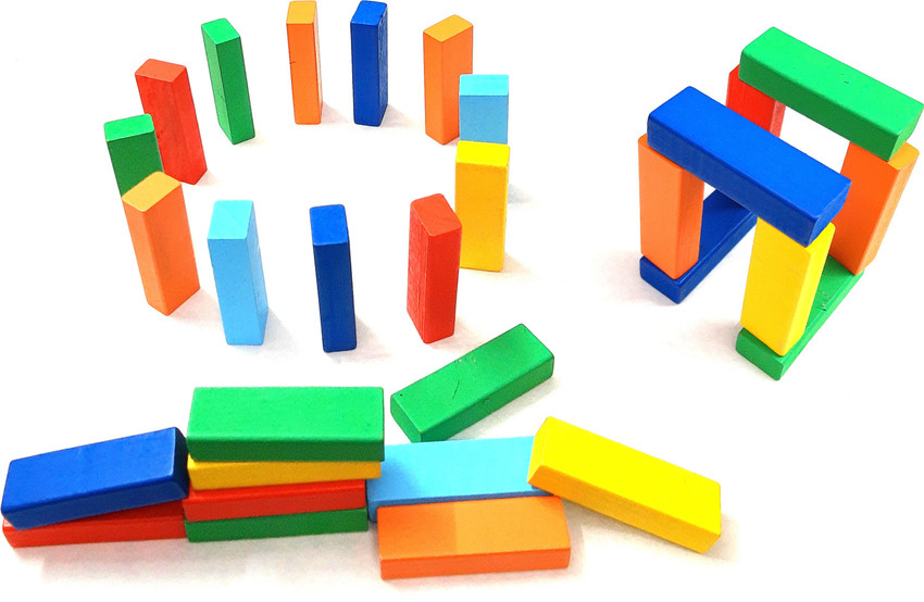 Colored top jenga blocks