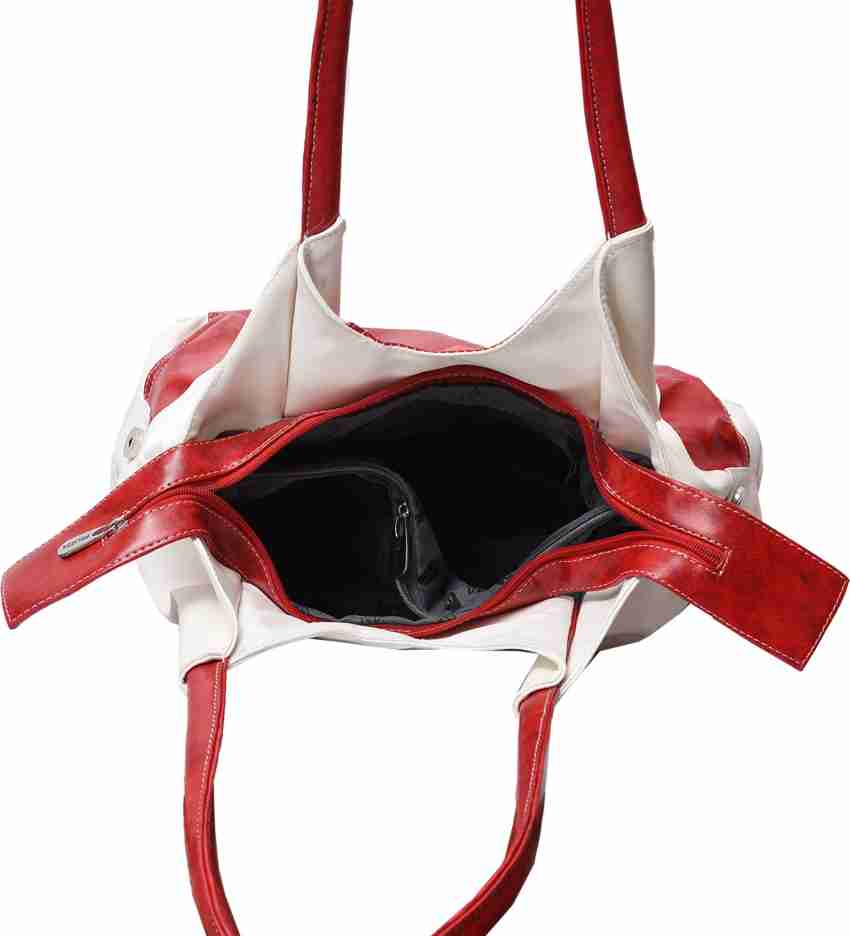 Red and white discount handbags