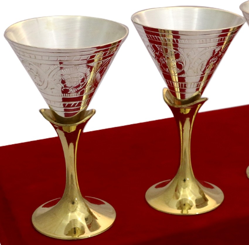 Buy Rastogi Handicrafts Golden Plated Brass Wine Glass Goblet Home