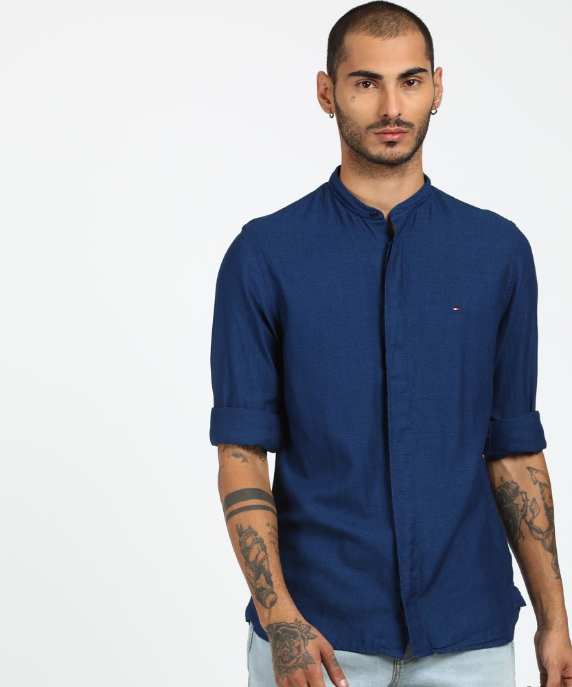 Mandarin collar shirt on sale tommy hilfiger