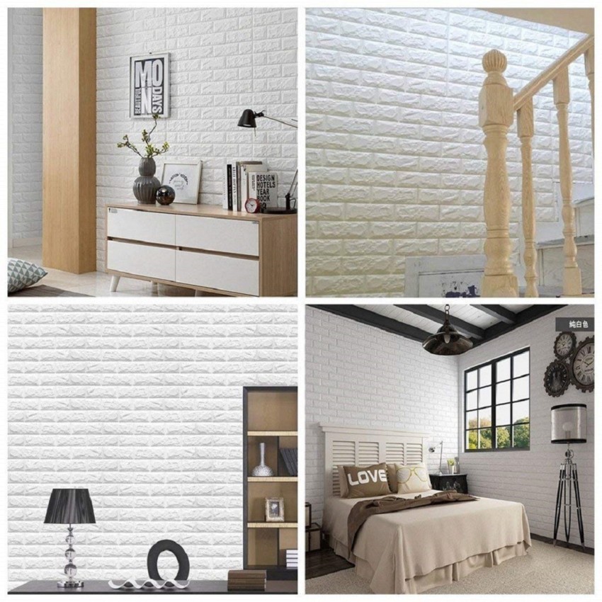 Buy 16 Feet White Brick Wall 180 Gsm Wallpaper Roll at 24 OFF by Space Of  Joy  Pepperfry