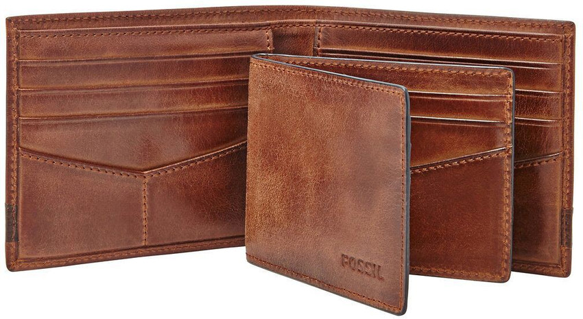 FOSSIL Men Brown Genuine Leather Wallet Brown Price in India
