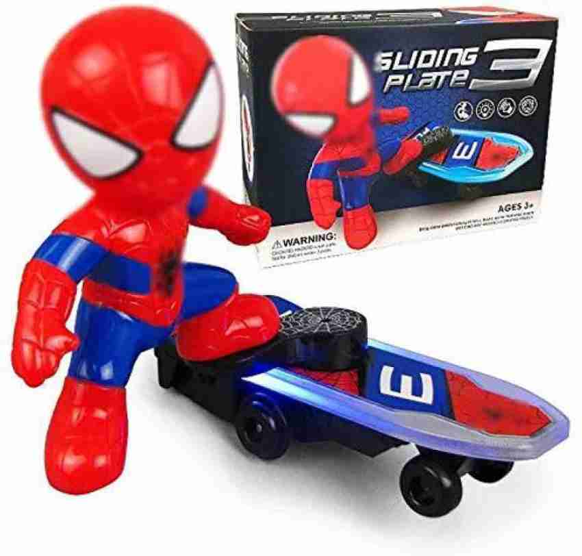 Kidology Spiderman Stunt Skateboard Scooter Electric Rotating