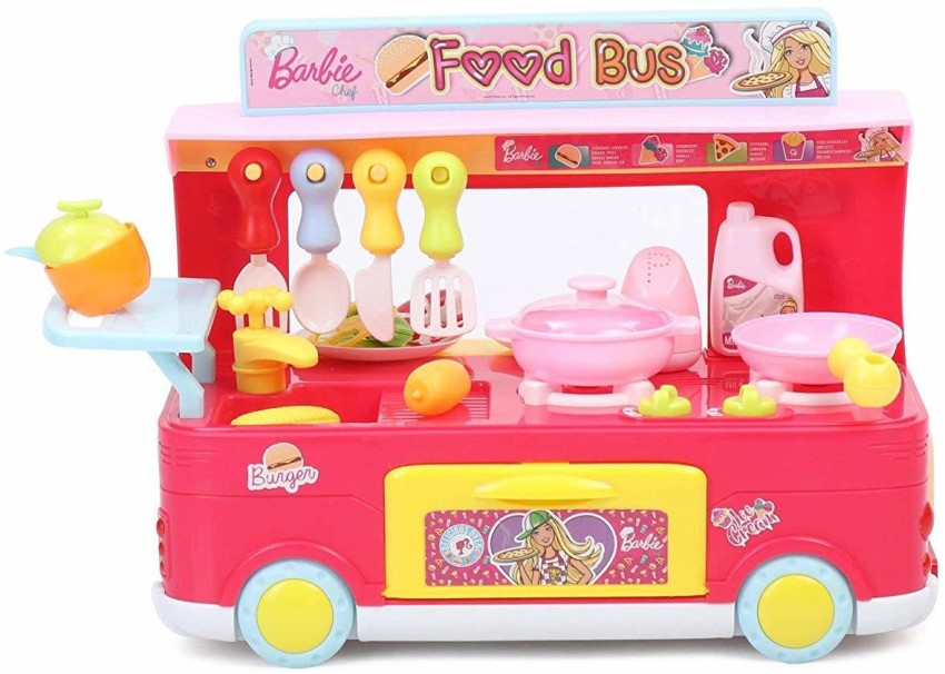 BARBIE Food Bus Play Set with Sound Lights Toy Set Food Bus