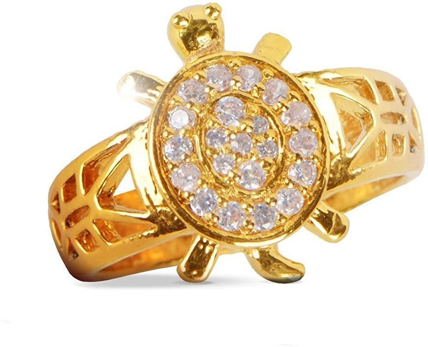 daymax Meru Ring Adjustable Tortoise Ring For For Men and Women For Good Luck Kachua Tortoise Ring Brings Good Luck And Prosperity Brass Cubic Zirconia Gold Plated Ring Price in India