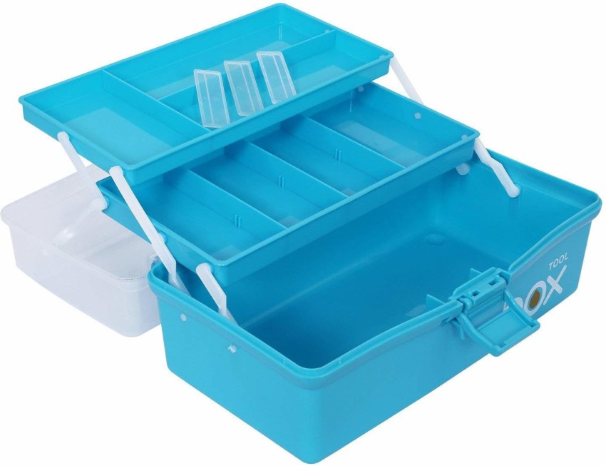 Three Layer Multipurpose Portable Storage Box,Organizer Folding Tool  Box/Art & Craft Case/Sewing Supplies Organizer/Medicine Box