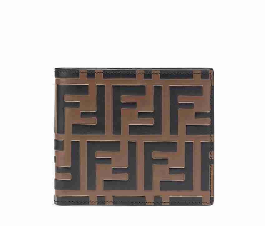 Fendi Men Casual Black Brown Genuine Leather Wallet Black Brown Price in India Flipkart