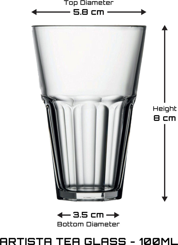 Artista Pack of 12 Classic Cutting Chai Tea Glasses 100ml x