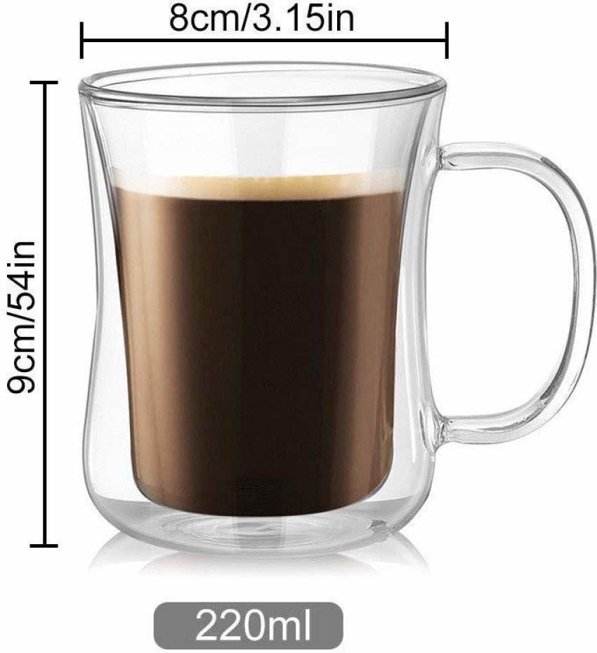 Double Wall Coffee Mug 350ML- Double Wall Glass 1 Pack - Insulated Coffee  Mug with Handle 