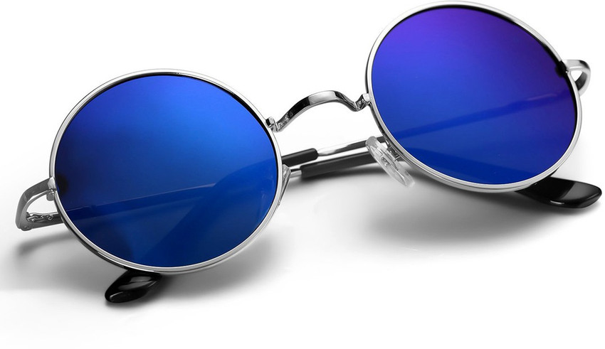 Blue round sunglasses discount