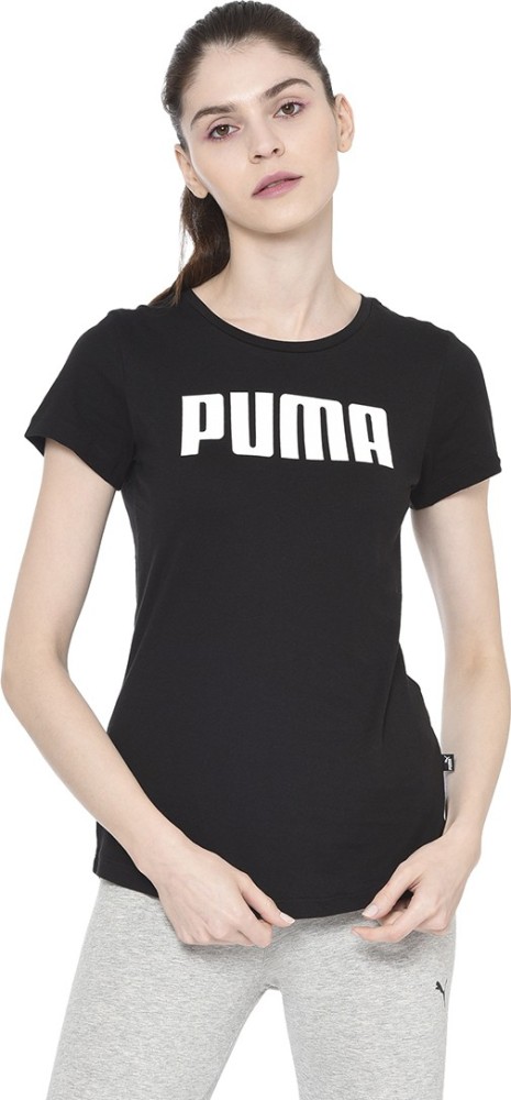 PUMA Typography Women Round Neck Black T-Shirt - Buy PUMA Typography Women  Round Neck Black T-Shirt Online at Best Prices in India
