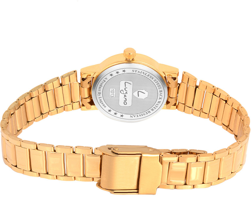 Lugano LG 1013L Lugano Golden Plated Stainless Steel Chain Analog