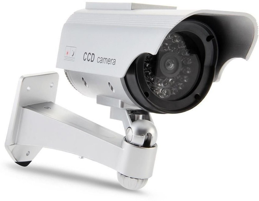 Dummy False CCTV Camera With Flashing LED Light - Silver