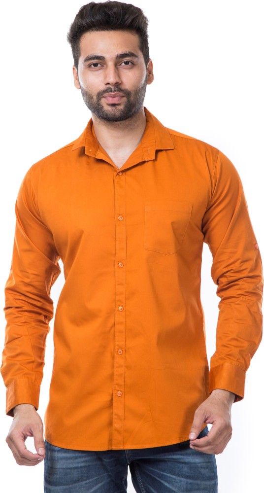 Moudlin Men Solid Casual Orange Shirt - Buy Moudlin Men Solid Casual Orange  Shirt Online at Best Prices in India