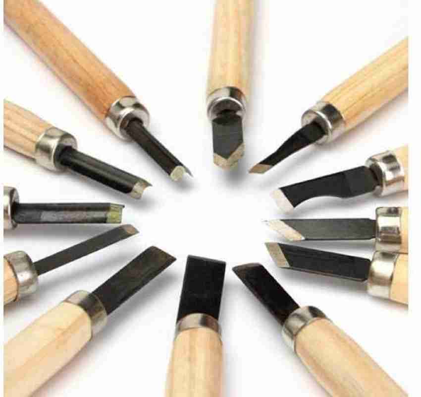DEZIINE 12 Pcs Wood Carving Hand Chisel Tool Kit Set Wood Working Professional Gouges Combination Chisel Set