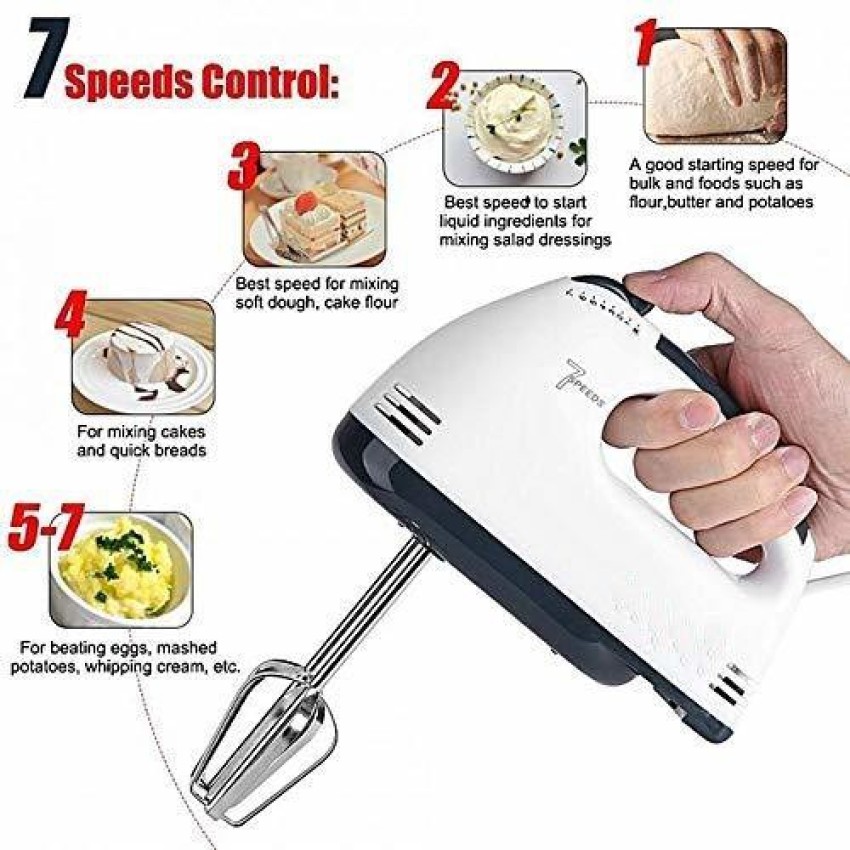 Scarlett Electric 7 Speed Hand Mixer With 4 Pieces Stainless Blender Bitter  For Cake/cream Mix